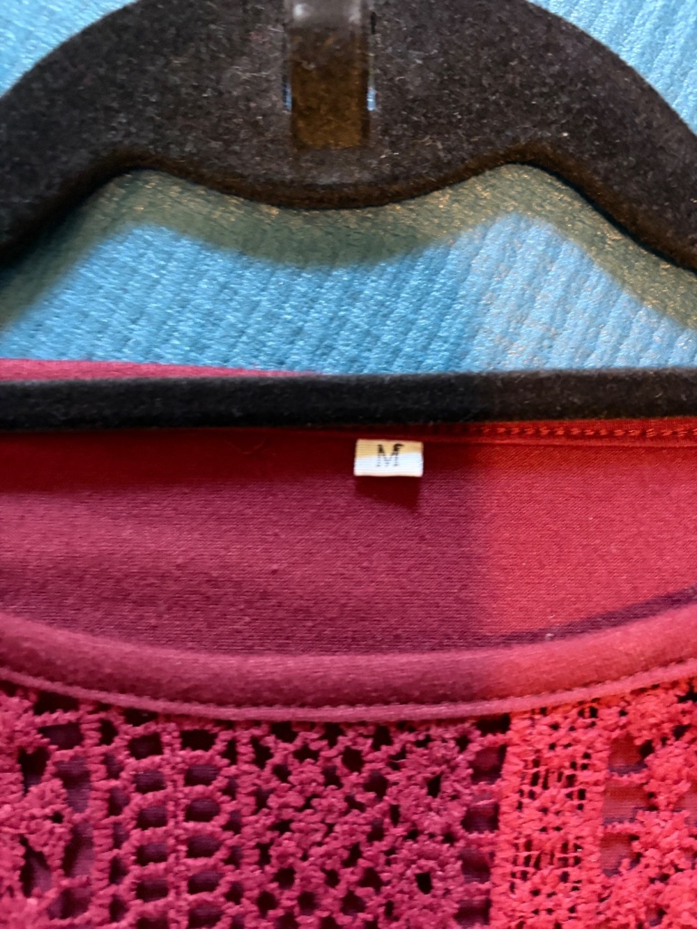 Short Sleeve Blouse in Maroon with crochet detail - Picture 3 of 5